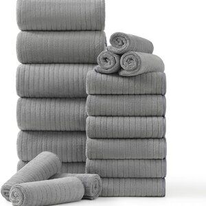 18-Piece Grey Towel Set - Includes Bath Towels, Hand Towels & Washcloths